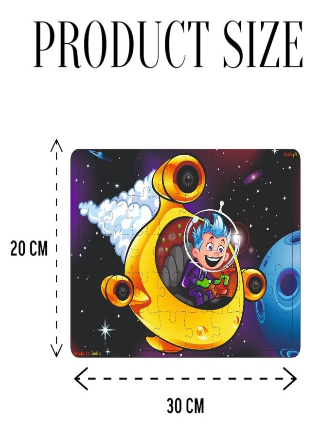 فيدلايز أحجية خشبية بدون ورق من فيدليز مكونة من 40 قطعة للأطفال من عمر 4 سنوات فما فوق، تعليمية، ذات طبقتين، مع طباعة أمامية وخلفية زاهية (بطل الفضاء ورائد الفضاء). - Image 2